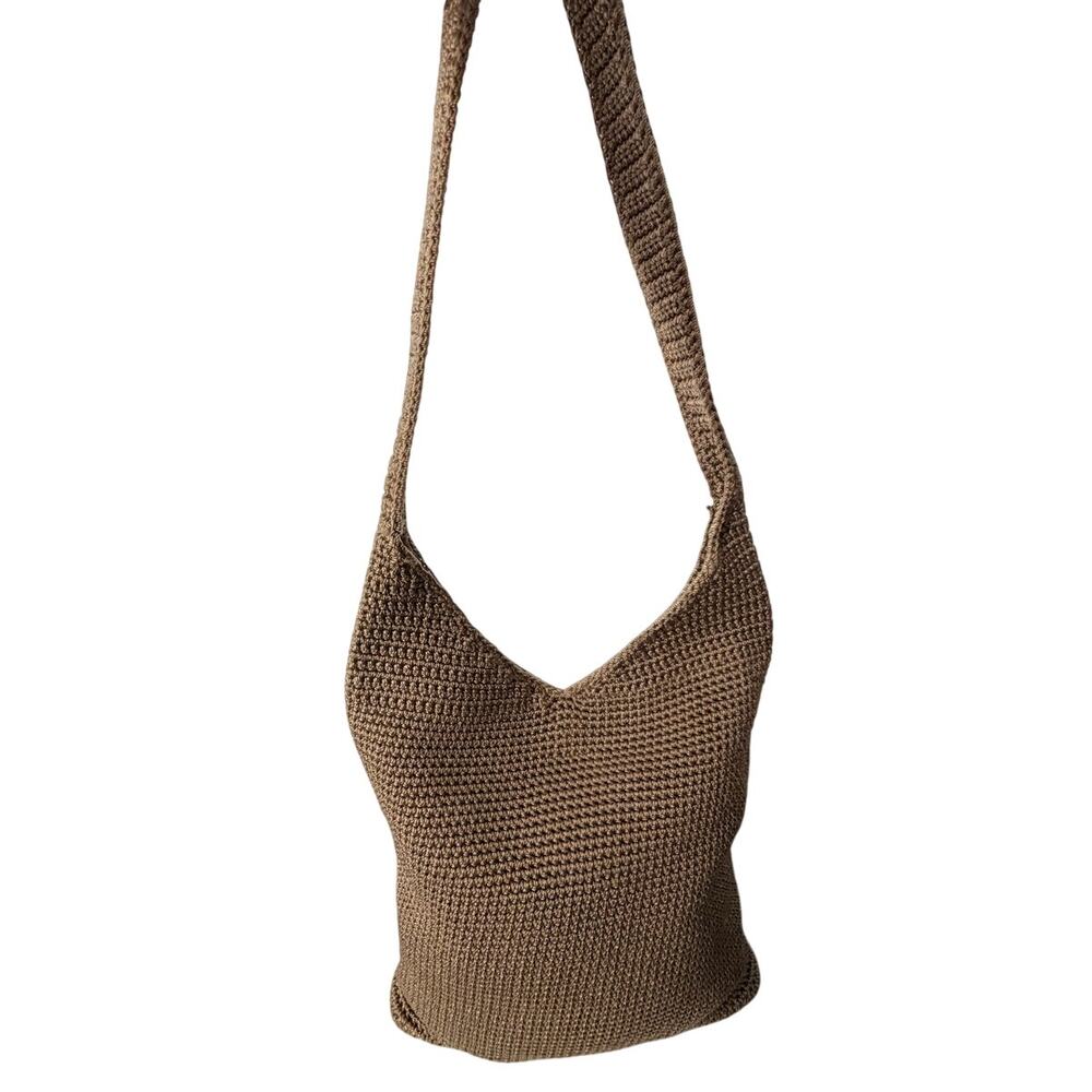 The Sak Crochet Hobo Bag Tan Boho Knit Shoulder Purse - Picture 3 of 9